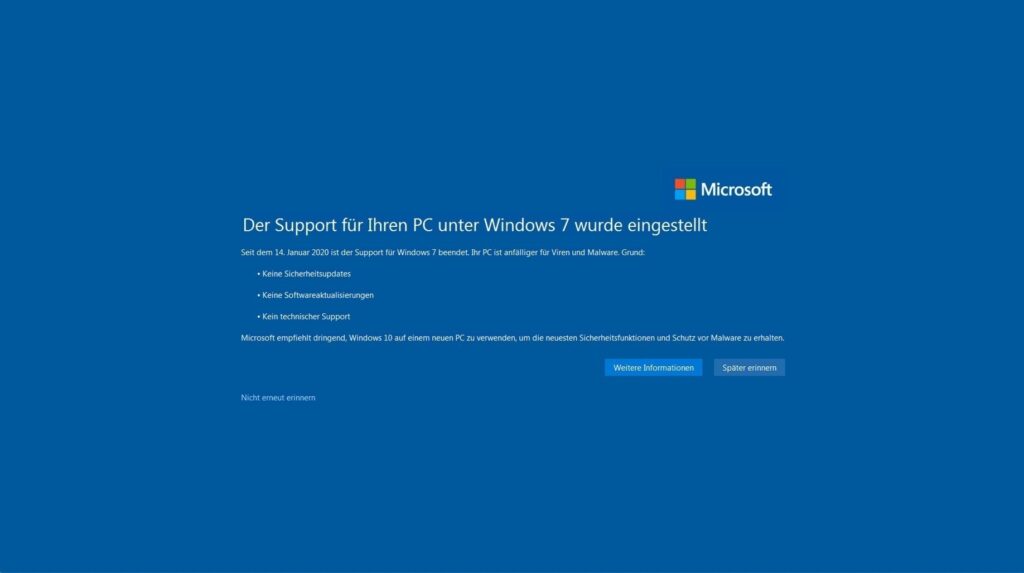 Support-Ende von Windows 7, was nun?